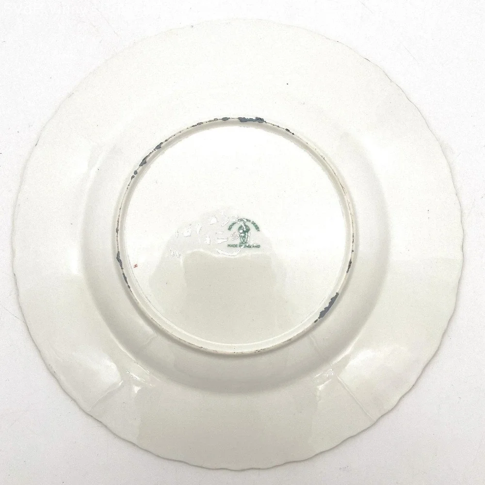 Royal Crown Derby E. Ellis Hand Painted Floral Cabinet Plates Set 2 Green Gilt